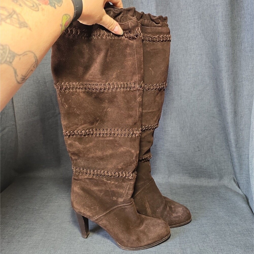 VTG Coach Jae Brown Suede Boots Chestnut Size 8B Made In Italy Y2K
